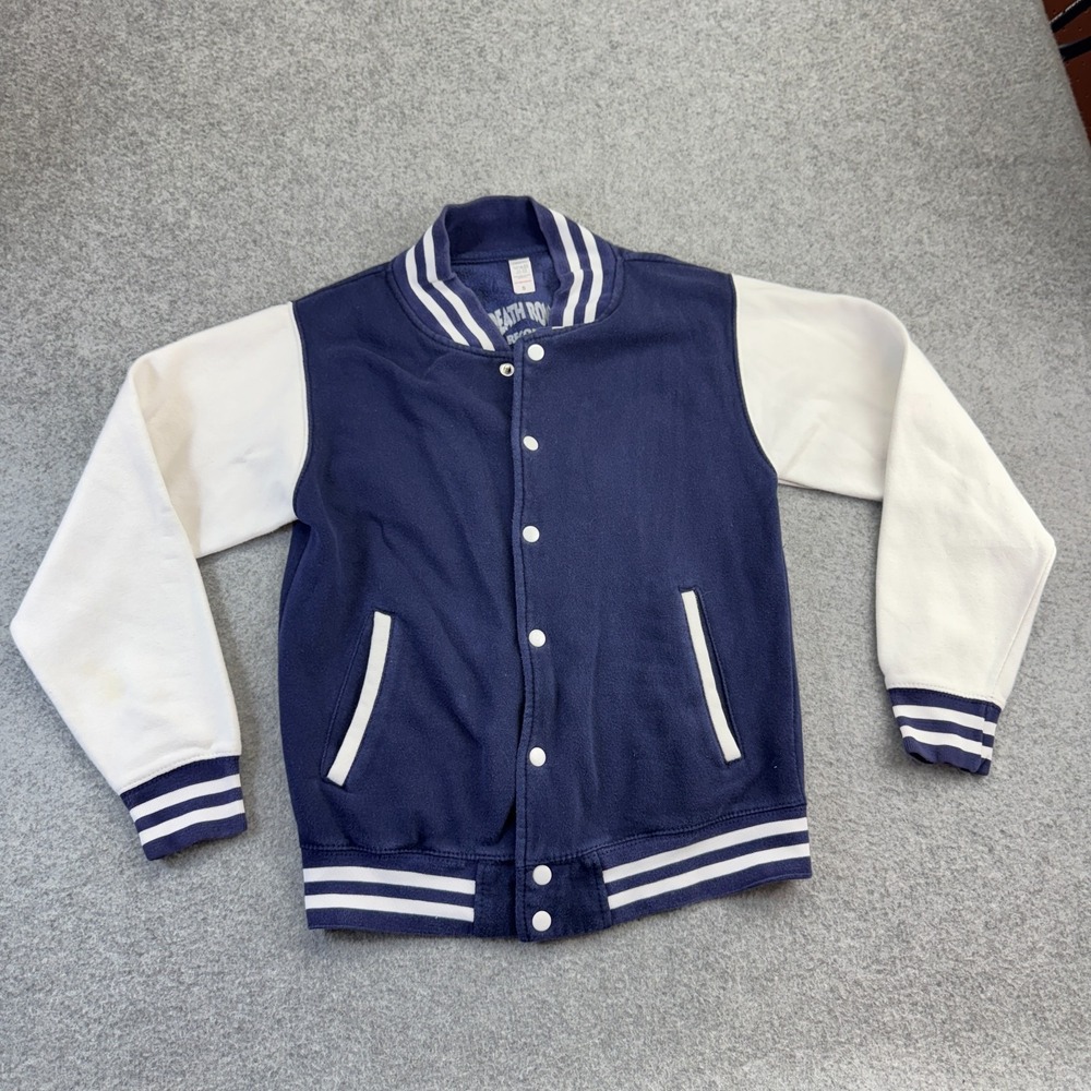 Death Row Records Letterman Varsity Jacket Navy White Small Rap Streetwear *READ